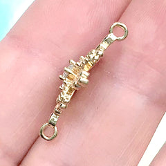 Rhinestone Chinese Knot Connector Charm Link | Bling Bling Bracelet DIY | Luxury Dainty Jewelry Making (1 piece / Gold / 18mm x 23mm)
