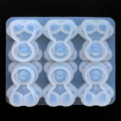 Kawaii Bear Silicone Mold (6 Cavity) | Animal Cabochon Mould | Decoden Supplies | Cute Resin Jewelry DIY (21mm x 25mm)