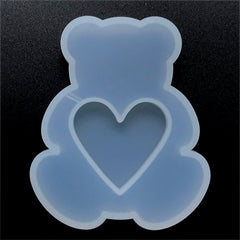 Bear with Heart Resin Shaker Charm Silicone Mold | Kawaii Cabochon Making | Resin Art Supplies (60mm x 72mm)