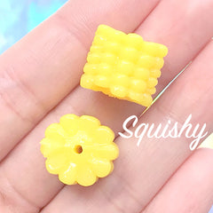 3D Dollhouse Miniature Corn (Soft and Squishy) | Mini Doll Food Craft Supplies (2 pcs / Yellow / 15mm x 13mm)