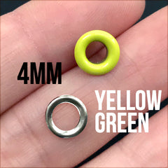 4mm Grommets in Neon Yellow Color | Painted Eyelets | DIY Leather Craft Supplies (10 sets / Yellow Green)
