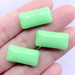 Actual Size Chewing Gum Cabochons | Faux Food Jewellery Making | Fake Candy Embellishments (3 pcs / Green / 11mm x 21mm)