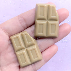 Bitten Chocolate Bar Cabochon | Faux Chocolate Embellishments | Kawaii Phone Case Decoden | Sweet Deco (2 pcs / Light Brown / 27mm x 37mm)