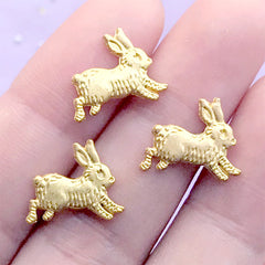 Easter Rabbit Embellishments for UV Resin Crafts | Animal Bunny Floating Charm | Cute Resin Inclusions (3 pcs / Gold / 14mm x 12mm)
