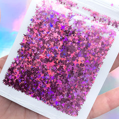 Holographic 4 Point Star Glitter | Holo Confetti | Aurora Borealis Sprinkles | Iridescent Cross Star Flakes | Kawaii Nail Art Supplies (AB Purple Pink)