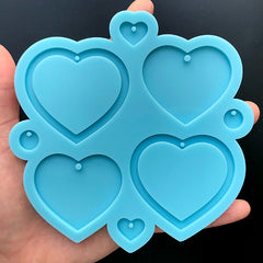 Heart Open Bezel and Heart Charm Silicone Mold (8 Cavity) | Resin Jewellery DIY | Kawaii Accessories Making