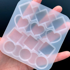 Kawaii Geometric Hair Clip Silicone Mold (Square Heart Circle / 4 Cavity) | Make Your Own Resin Hair Accessories