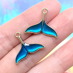 Fish Tail Enamel Charm | Whale Tail Pendant | Marine Life Jewelry DIY Supplies (2 pcs / Gold / 20mm x 17mm)
