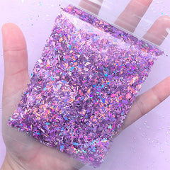 Holo Glitter Flakes | Glittery Irregular Confetti | Aurora Borealis Sprinkles | Iridescent Glitter | Resin Craft Supplies (AB Purple Pink / 10g)