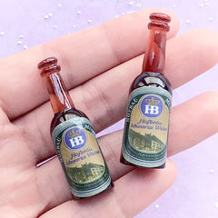 Doll House Beer Bottle in 1:8 Scale | Dollhouse Beverage | 3D Alcoholic Drink Cabochon | Miniature Supermarket Grocery (2 pcs / 14mm x 45mm)