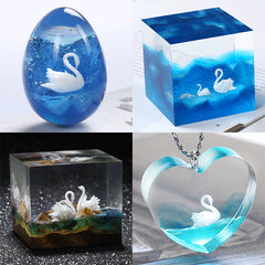 3D Swan Resin Inclusion for Resin Art | Dollhouse Miniature Animal Embellishments | Resin Crafts (2 pcs / 11mm x 10mm)