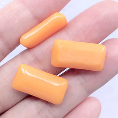 Realistic Chewing Gum Cabochons | Fake Food Embellishments | Novelty Jewelry Supplies | Kawaii Decoden (3 pcs / Orange / 11mm x 21mm)