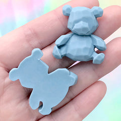 Faceted Bear Cabochon | Animal Decoden Piece | Kawaii Phone Case Decoration (2 pcs / Blue / 28mm x 30mm)