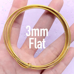 3mm Flat Wire for Open Bezel Charm DIY | Kawaii UV Resin Craft Supplies | Deco Frame Making (1 Meter / Gold)