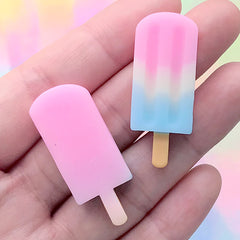 Kawaii Popsicle Resin Cabochon | Miniature Food Jewelry Supplies | Decoden Phone Case Making (2 pcs / 15mm x 38mm)