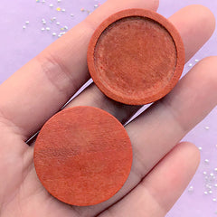 Round Wood Bezel for UV Resin Crafts | 25mm Cameo Tray | Cabochon Setting | Wooden Jewelry Findings (3 pcs / 25mm / Orange Brown)