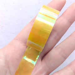 AB Colored Adhesive Tape | Rainbow Clear Tape | Iridescent Tape | Kawaii Stationery Supplies (1 piece / Yellow / 1.5cm x 4 Meters)