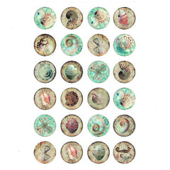 Vintage Seashell Circle Clear Film | Sea Shell Print for Resin Cabochon DIY | Nature Beach Embellishments | Resin Jewelry Supplies