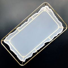 Rectangular Serving Tray Silicone Mold with Metal Frame | Large Rectangle Coaster Mold | Geode Agate Tray Making | Resin Craft Supplies