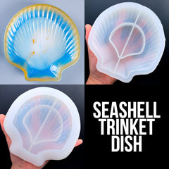 Seashell Trinket Dish Silicone Mold | Scallop Shell Tray Mould | Jewellery Plate Making | Marine Decor | Resin Craft Supplies (140mm x 145mm)