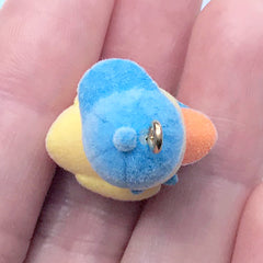 3D Rubber Duck Charm | Flocked Bathing Duck Animal Pendant | Kawaii Jewelry DIY (1 piece / 17mm x 26mm)