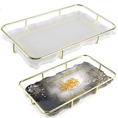 Rectangular Serving Tray Silicone Mold with Metal Frame | Large Rectangle Coaster Mold | Geode Agate Tray Making | Resin Craft Supplies