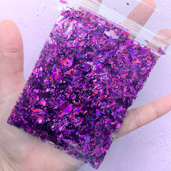 Aurora Borealis Irregular Glitter Flakes | Iridescent Confetti | Holographic Sprinkles | Filling Materials for Resin Craft | Nail Art Supplies (AB Dark Purple / 10g)