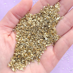 Fake Gold Stone Flakes | Metallic Glass Glitter Sprinkles | Resin Inclusions | Embellishment for Resin Art | Nail Deco (Gold / 10 grams)