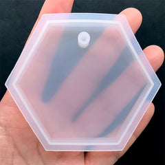 Hexagon Pendant Silicone Mold | Large Geometric Charm Mold | Epoxy Resin Jewelry Making | Clear Soft Mold for UV Resin (70mm x 61mm)