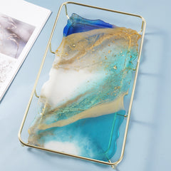 Rectangular Serving Tray Silicone Mold with Metal Frame | Large Rectangle Coaster Mold | Geode Agate Tray Making | Resin Craft Supplies