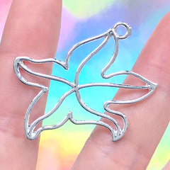 Sea Star Open Bezel Charm | Starfish Deco Frame for UV Resin Filling | Marine Life Pendant | Kawaii Jewelry Making (1 piece / Silver / 39mm x 35mm)