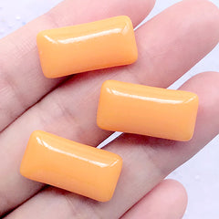 Realistic Chewing Gum Cabochons | Fake Food Embellishments | Novelty Jewelry Supplies | Kawaii Decoden (3 pcs / Orange / 11mm x 21mm)