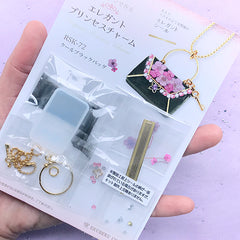 UV Resin Jewellery Craft Kit | Floral Handbag Charm DIY | Miniature Bag Pendant Making | Flower Resin Jewelry (Black)