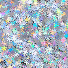 Holographic Snowflake Glitter Sprinkles | Holo Confetti | Glittery Embellishments | Resin Craft Supplies (AB Silver / 6mm / 5 grams)