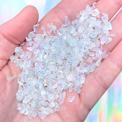 Fake Geode Crystals | Iridescent Glass Crushed Stones | Resin Filler | Irregular Chunky Flakes | Agate Resin Coaster Making (AB Clear / 5 to 8mm / 10 grams)