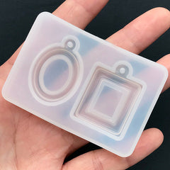 Pendant Setting Mold (2 Cavity) | Cameo Setting Silicone Mold | UV Resin Jewelry Supplies | Clear Soft Mold | Epoxy Resin Mould