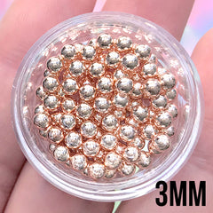 3mm Rose Gold Beads | High Quality Metallic Beads | No Hole Metal Beads | Fake Confetto for Faux Sweets DIY (10g)