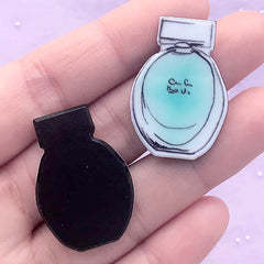 Perfume Bottle Acrylic Cabochon | Decoden Embellishments | Hair Accessories Making | Novelty Jewellery Supplies (2 pcs / Blue / 22mm x 31mm)