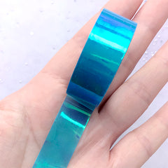 Iridescent Adhesive Tape | Holo Clear Tape | Rainbow Colour Tape | Kawaii Art Supplies (1 piece / Blue / 1.5cm x 4 Meters)