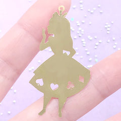 Alice in Wonderland Metal Bookmark | Kawaii Fairy Tale Charm | UV Resin Jewellery Making (1 piece / 26mm x 47mm)