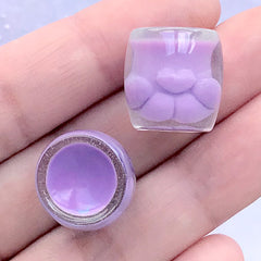 Dollhouse Cat Paw Cup | 3D Miniature Coffee Mug | Doll Food Cabochon | Kawaii Decoden Supplies (2 pcs / Purple / 16mm x 16mm)