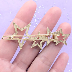 Star Hair Clip | Kawaii Open Bezel | Starry Deco Frame for UV Resin Filling | Hair Jewelry DIY (1 piece / Gold / 26mm x 60mm)