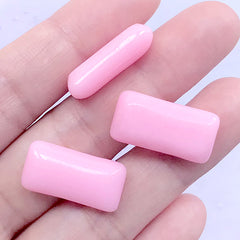 Fake Food Cabochons | Faux Chewing Gum Embellishments | Novelty Jewellery DIY | Kawaii Decoden Supplies (3 pcs / Pink / 11mm x 21mm)