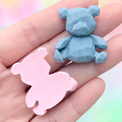 Faceted Bear Decoden Cabochon | Kawaii Embellishment for Phone Case Deco (4 pcs / Mix / 28mm x 30mm)