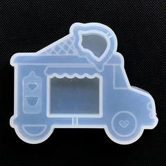 Ice Cream Truck Silicone Mold | Ice Cream Van Mould | Kawaii Shaker Charm Making | Resin Decoden Cabochon DIY (66mm x 54mm)
