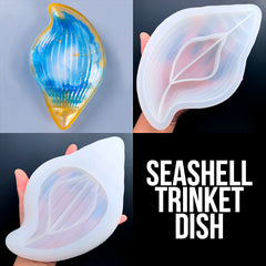 Conch Shell Trinket Tray Silicone Mold for Resin Art | Seashell Dish Mould | Jewelry Plate DIY | Marine Home Decoration (126mm x 210mm)