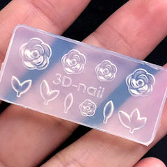 Flower and Leaf Silicone Mold (10 Cavity) | Mini Floral Embellishment Mould | Soft Mold for UV Resin | Nail Art Supplies (2mm to 8mm)