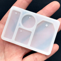 DEFECT Tea Bag Tag Mold | Square Rectangular Bar Round Charm Silicone Mould (4 Cavity) | UV Resin Jewellery Making | Soft Clear Mold
