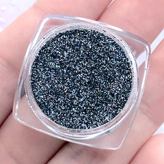 Holographic Glitter | Glittery Powder | Iridescent Embellishment for Resin Craft | Bling Bling Nail Deco (Black Silver / 0.2mm / 2.5g)