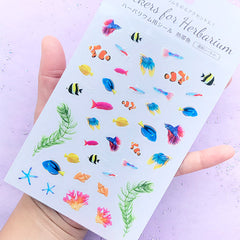 Tropical Fish Stickers | Realistic Coral Reef Fish Stickers for Herbarium | Clear Sticker for Resin Crafts | Home Decorations